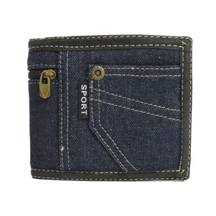 Portfel Młodzieżowy Sportowy Jeans Ciemny Granat Dh-318 - Portfele - miniaturka - grafika 1