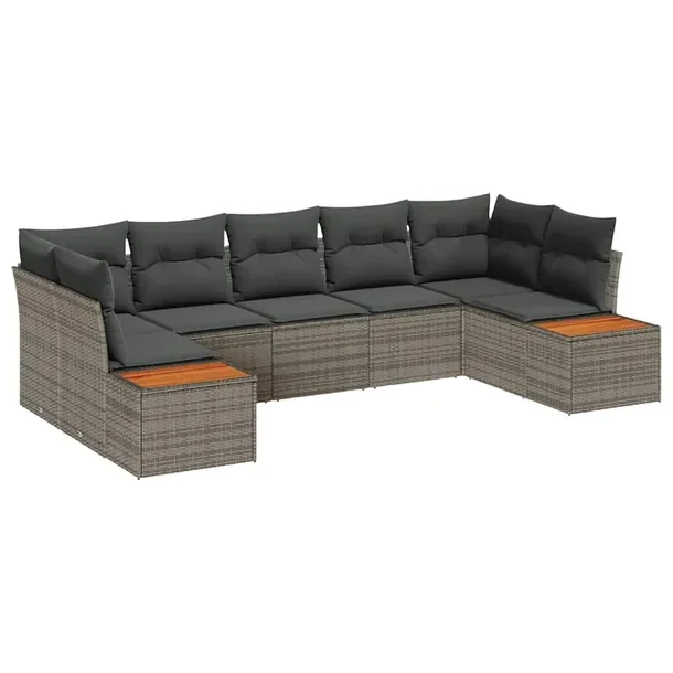 Zestaw Sof Ogrodowych Modułowych Poli Rattan, Szaro-Brązowy, 30-50x60 cm