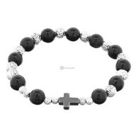 Biżuteria religijna - Bransoletka - dziesiątek różańca - ONYX czarny - miniaturka - grafika 1