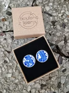 Spinki do mankietów i krawatów - Spinki w kobaltowe wzory - miniaturka - grafika 1