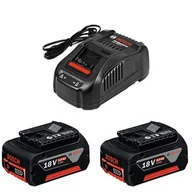 Akumulatory do elektronarzędzi - Bosch Zestaw dwóch akumulatorów 18V 5Ah z ładowarką w torbie 0615990J27 0615990J27 - miniaturka - grafika 1