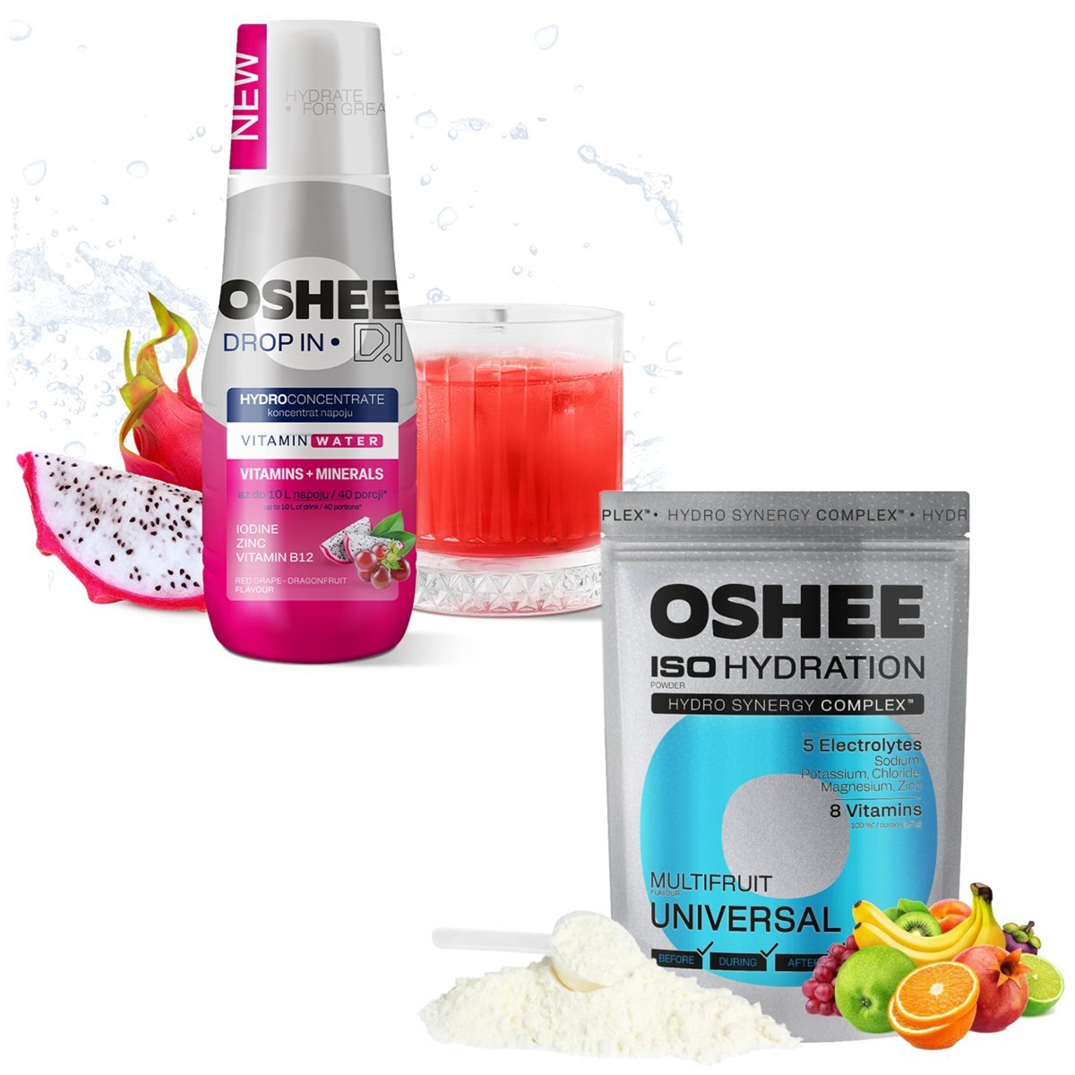 OSHEE PROSZEK IZOTONIK MULTIFRUIT + SYROP DROP WINOGRONO-SMOCZY OWOC