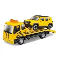 Bburago Street Fire Tow Truck W Jeep Yellow 1:43 - Samochody i pojazdy dla dzieci - miniaturka - grafika 1