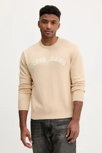 Guess Jeans sweter bawełniany męski kolor beżowy M5YR18 Z3HM1 - Swetry męskie - miniaturka - grafika 1