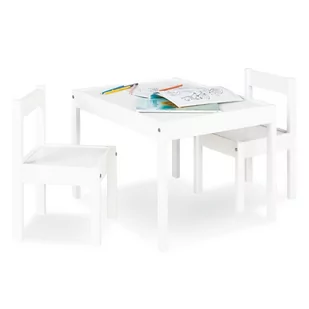 Pinolino Pinolino Dziecięcy zestaw mebli do siedzenia Sina, 3-częściowy, z drewna, 2 krzesła i 1 stół, dla dzieci od 2 lat, lakierowany na biało - Stoliki dla dzieci - miniaturka - grafika 3