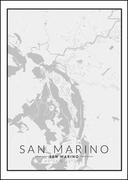 Plakaty - Galeria Plakatu, Plakat, San Marino Mapa Czarno Biała, 30x40 cm - miniaturka - grafika 1