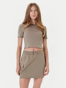 Guess T-Shirt V5YP08 K8RT2 Khaki Slim Fit - Koszulki i topy damskie - miniaturka - grafika 1