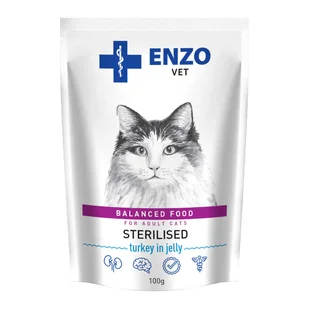 ENZO VET Sterilised dieta dla kotów sterylizowanych z indykiem w galaretce 24x100g - Mokra karma dla kotów - miniaturka - grafika 2