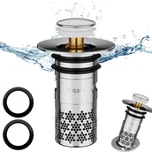 Korki do umywalek - szt. Korek spustowy ze stali nierdzewnej, uniwersalny korek spustowy, ulepszony korek spustowy, filtr przeciwzatkaniowy, z filtrem siatkowym, do wanny - miniaturka - grafika 1