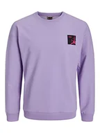 Bluzy męskie - JACK & JONES Męska bluza Jcofilo Summer Sweat Crew Neck Bluza, czarna, L, czarny - miniaturka - grafika 1
