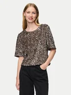 Bluzki damskie - Pieces Bluzka Kam 17132951 Złoty Regular Fit - miniaturka - grafika 1