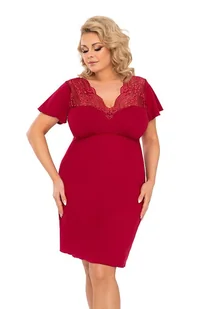 Damska koszula nocna Doris plus size burgundowa z koronką 5XL - Pudełko podarunkowe - Bielizna nocna - miniaturka - grafika 1