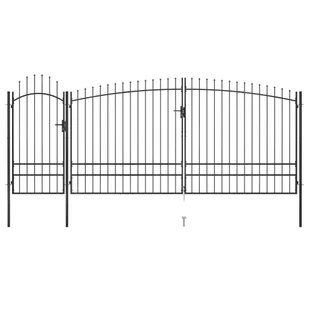 VidaXL Brama ogrodzeniowa z grotami, 5 x 2,45 m, czarna 146326        VidaXL VidaXL - Akcesoria do ogrodzeń - miniaturka - grafika 1