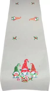 Bieżnik Bożonarodzeniowa, 40X85, Święta, Beżowy Z Haftem W Skrzaty, Os-301-B - Pozostałe akcesoria świąteczne - miniaturka - grafika 1