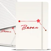 Notesy i bloczki - NOTES NOTATNIK RED NA PREZENT BIAŁY Z GUMKĄ A5 ZNAKI ZODIAKU BARAN WZORY - miniaturka - grafika 1