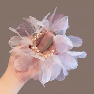 Ozdoby do włosów - TEMU Nowy Styl 1 szt. Elegancka Damska Gumka do Włosów w Jasnej Różowej Kolorze Szampana z Wysoką Elastycznością i Przezroczystym Kwiatkiem, Idealna - miniaturka - grafika 1