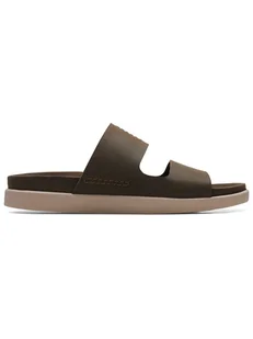 Clarks Skórzane klapki "Sunder Coast" w kolorze oliwkowym - Klapki i japonki męskie - miniaturka - grafika 1