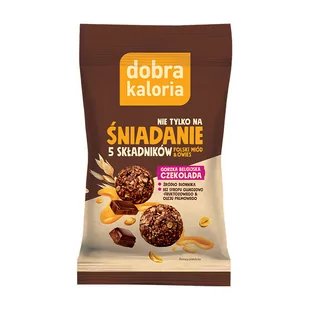 Kulki Śniadaniowe Owsiane Gorzka Belgijska Czekolada z Miodem bez Laktozy 40g - Dobra Kaloria - Zdrowa żywność - miniaturka - grafika 1