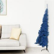 Choinki - vidaXL Sztuczna choinka połówka ze stojakiem, niebieska, 150 cm, PVC - miniaturka - grafika 1