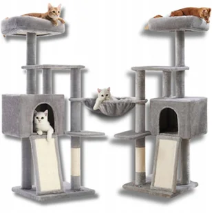 DRAPAK DLA KOTA DUŻY 4 POZIOMY WYSOKI LEGOWISKO WIEŻA SŁUPEK DOMEK 135cm - Drapaki dla kotów - miniaturka - grafika 1