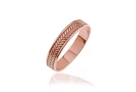 Pierścionki - Obrączka z jodełką w stylu vintage - rose gold - miniaturka - grafika 1