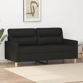 Sofy i kanapy - Sofa 2-osobowa, czarna, 140 cm, tapicerowana tkaniną - miniaturka - grafika 1