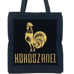 DUŻA TORBA NA ZAKUPY DO MIASTA SHOPPERKA CZARNA KOKO SZANEL ZŁOTY - Torby i wózki na zakupy - miniaturka - grafika 1