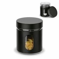 Pojemniki kuchenne - Czarny metalowy POJEMNIK KUCHENNY NA PŁATKI śniadaniowe i produkty sypkie 0,65 l - miniaturka - grafika 1