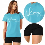 Piżamy damskie - PIŻAMA Damska + Szorty Love to SLEEP Różne WZORY L - miniaturka - grafika 1