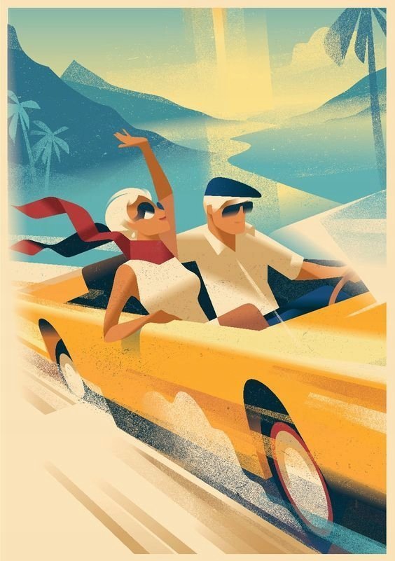 PUZZLE Auto Podróże Vintage Retro Art A3 252 el z Nadrukiem + IMIĘ Pudełko