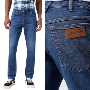 Wrangler TEXAS SLIM Harvey DOPASOWANE SPODNIE JEANSOWE CIEMNY DżINS W32 L34 - Spodnie męskie - miniaturka - grafika 1