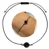 Bransoletki - Bransoletka turmalin czarny srebro 925 na sznurku kamień naturalny - miniaturka - grafika 1