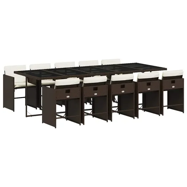 Zestaw Mebli Ogrodowych Rattan PE, Stolik Brązowy 275x106x73cm, 1 Krzesło