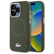 Etui i futerały do telefonów - Etui LACOSTE Silicone Croco Logo MagSafe do Apple iPhone 15 Pro Max Khaki - miniaturka - grafika 1