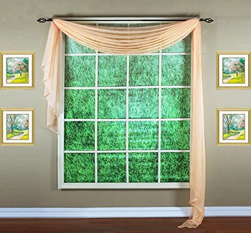 Today's Curtain Emelia Oryginalny szalik z woalu 548 cm, brzoskwiniowy, 114 cm szer. x 548 cm dł