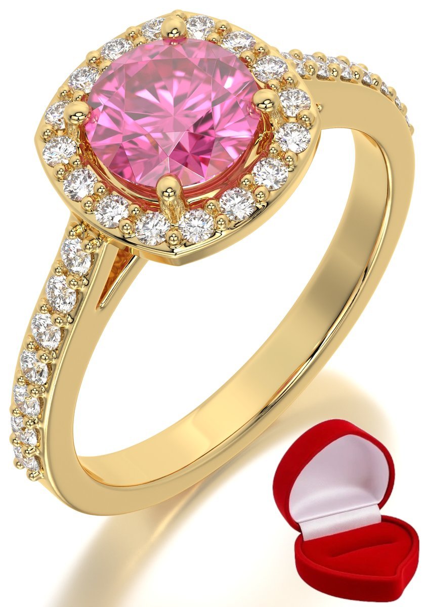 ZŁOTY PIERŚCIONEK ZARĘCZYNOWY 585 14k SZAFIR 1 ct + PUDEŁKO CERTYFIKAT R20