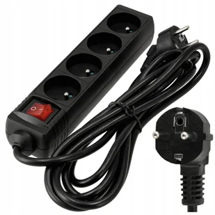 Przedłużacz Listwa Zasilająca 4 Gniazda 3m 3680W 3*1,5mm2 Z Wyłącznikiem - Przedłużacze i rozgałęźniki - miniaturka - grafika 1