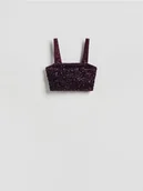 Koszulki i topy damskie - Reserved - Cekinowy top - ciemnofioletowy - miniaturka - grafika 1