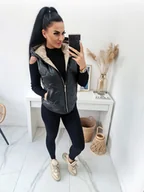 Kamizelki damskie - KRÓTKA PIKOWANA KAMIZELKA CHALLENGE Z KAPTUREM MATOWA - CZARNA - S WEST - miniaturka - grafika 1