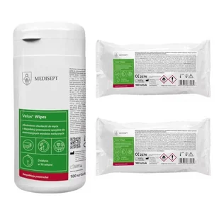 Zestaw produktów Medisept - Velox Wipes, alkoholowe chusteczki do mycia i dezynfekcji powierzchni - puszka i 2 wkłady, 300 szt. - Dezynfekcja - miniaturka - grafika 1
