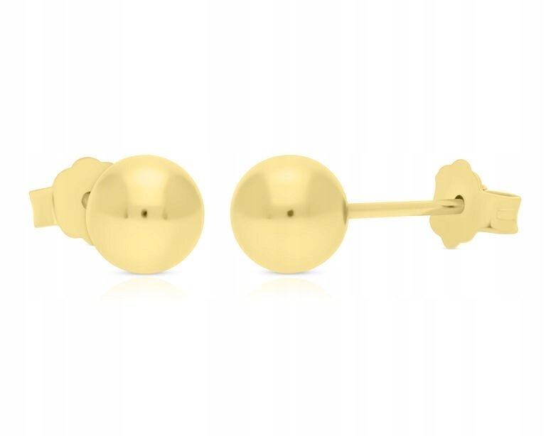 Złote Kolczyki Kulki na Sztyfcie Gładkie Kuleczki śr. 6 mm pr. 925
