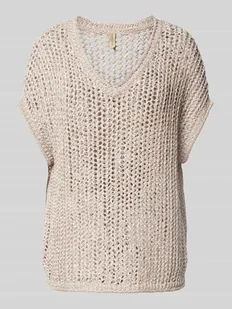 Sweter z dzianiny z prążkowanymi wykończeniami model ‘RUDY’ - Spodnie damskie - miniaturka - grafika 1