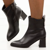 Botki damskie - Czarne skórzane botki damskie na słupku Vinceza 66812 - miniaturka - grafika 1