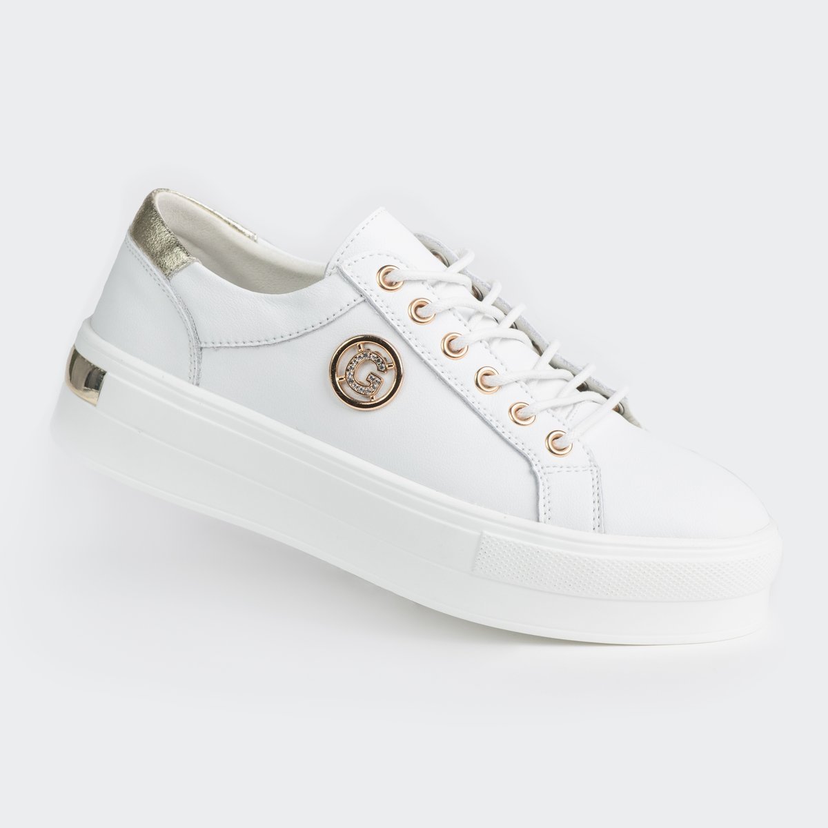 Trampki skóra naturalna GOODIN GD-XF-138 wyższa podeszwa Białe 40