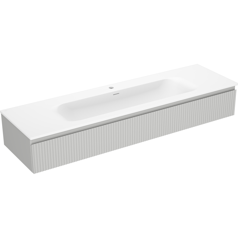 Mexen Rivel szafka łazienkowa 140 cm z umywalką Vela, 1 szuflada, ryflowana , szara mat/biała mat - 91A20-16023-1-BF62-W23M01