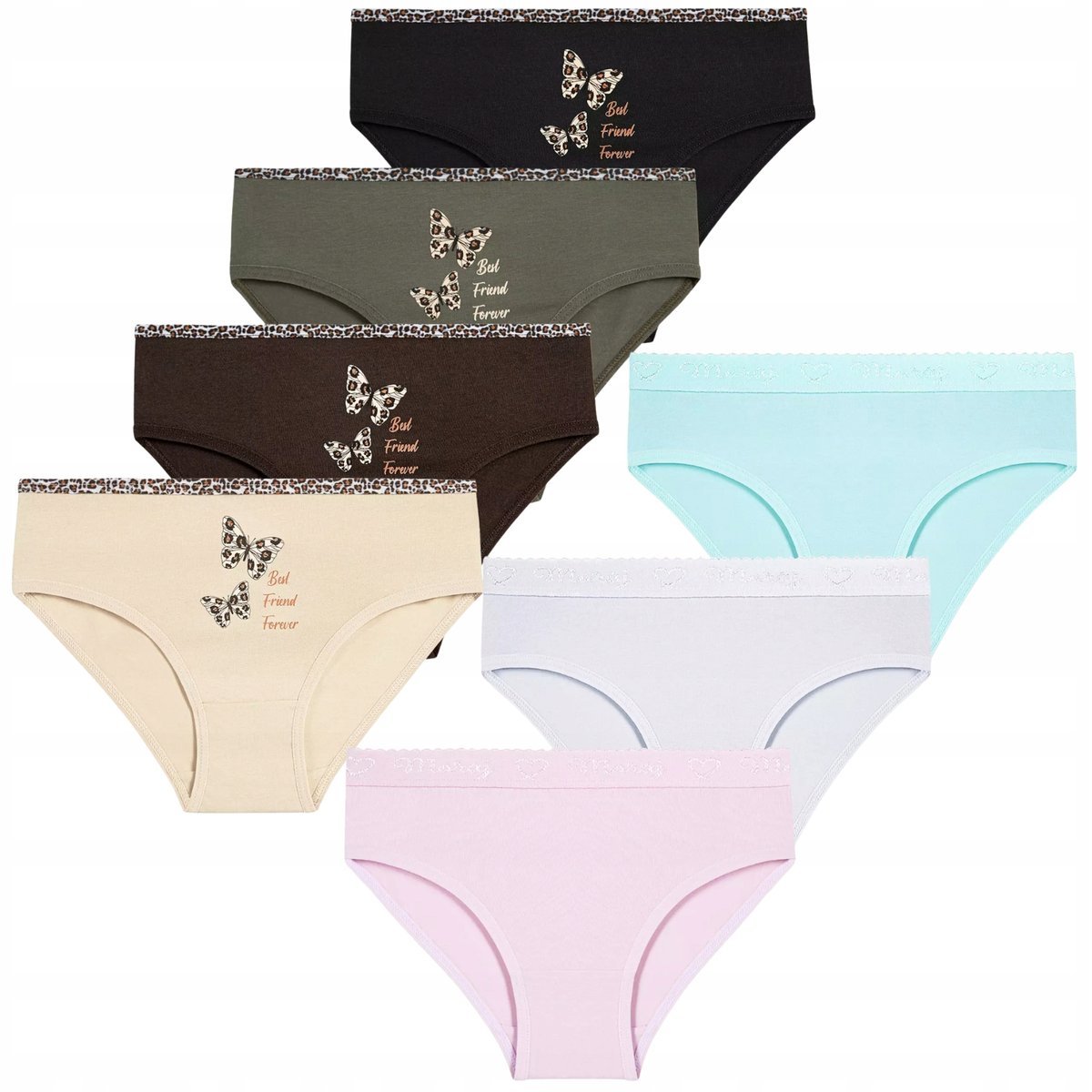 DZIEWCZĘCE MAJTKI FIGI DZIECIĘCE KOLOROWE BAWEŁNIANE 7-PAK MORAJ 158-164