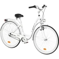 Rowery - Rower miejski INDIANA Moena A7B 28 cali damski Biały + Koszyk na rower VÖGEL VKS-105 Stalowy - miniaturka - grafika 1