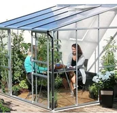 Szklarnie ogrodowe - VITAVIA szklarnia przyścienna IDA 5200, srebrna - (5,2 m2; 2,01 x 2,62 m) + baza - miniaturka - grafika 1