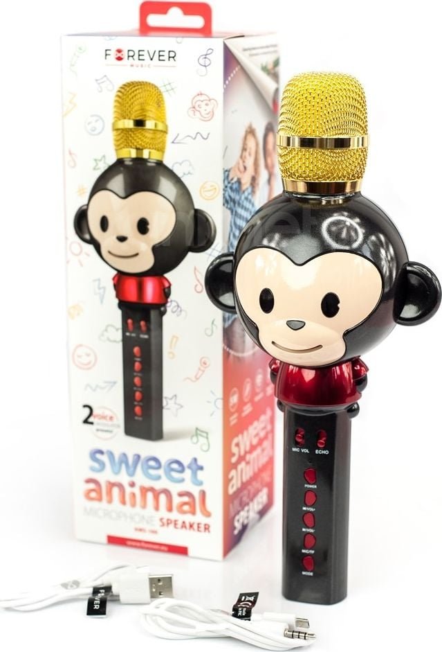 Mikrofon Forever FOREVER AMS-100 MIKROFON KARAOKE GŁOŚNIK MAŁPKA DLA DZIECI CZARNY 8_2231062