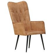 Fotele - Lumarko Fotel z wysokim oparciem, brązowy, obity płótnem - miniaturka - grafika 1